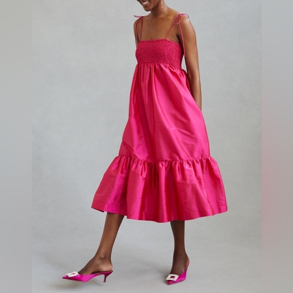 Dhruv Kapoor Shine Midi Dress Smocked Size S